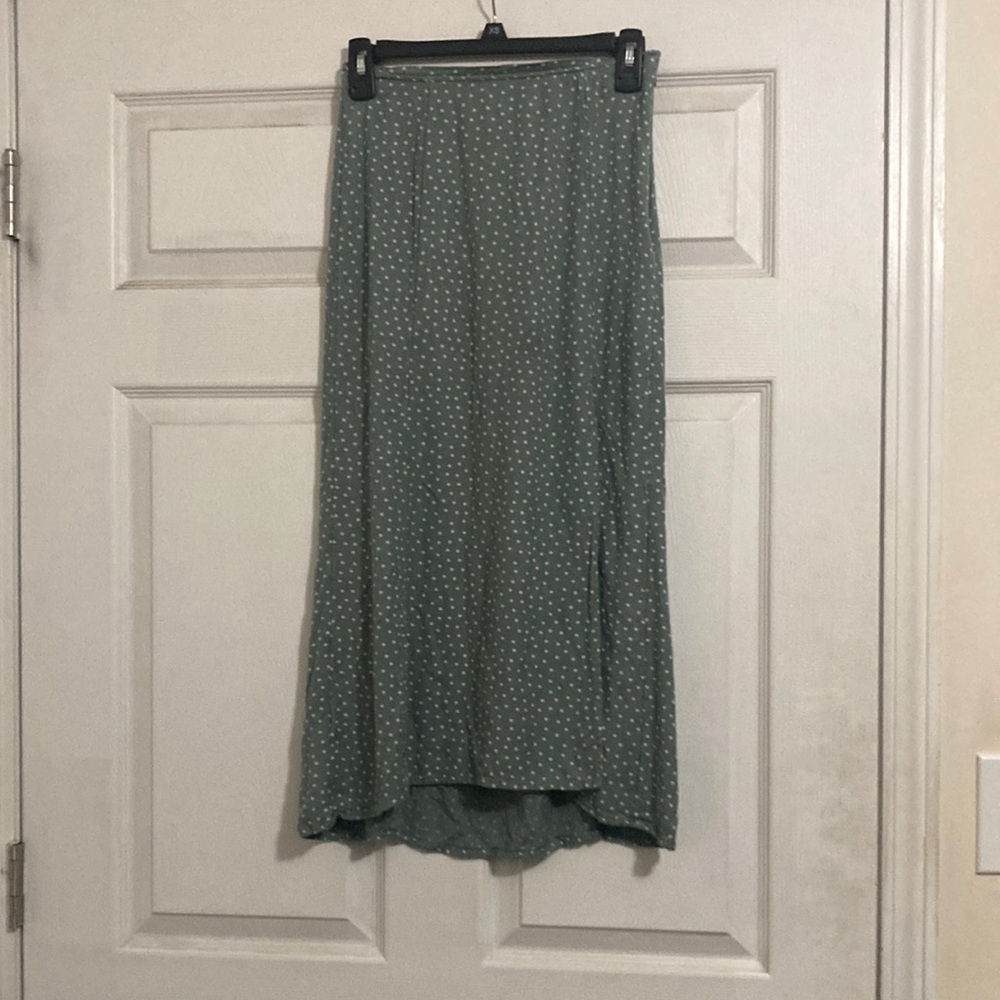 Green Maxi A-Line High-Low Skirt